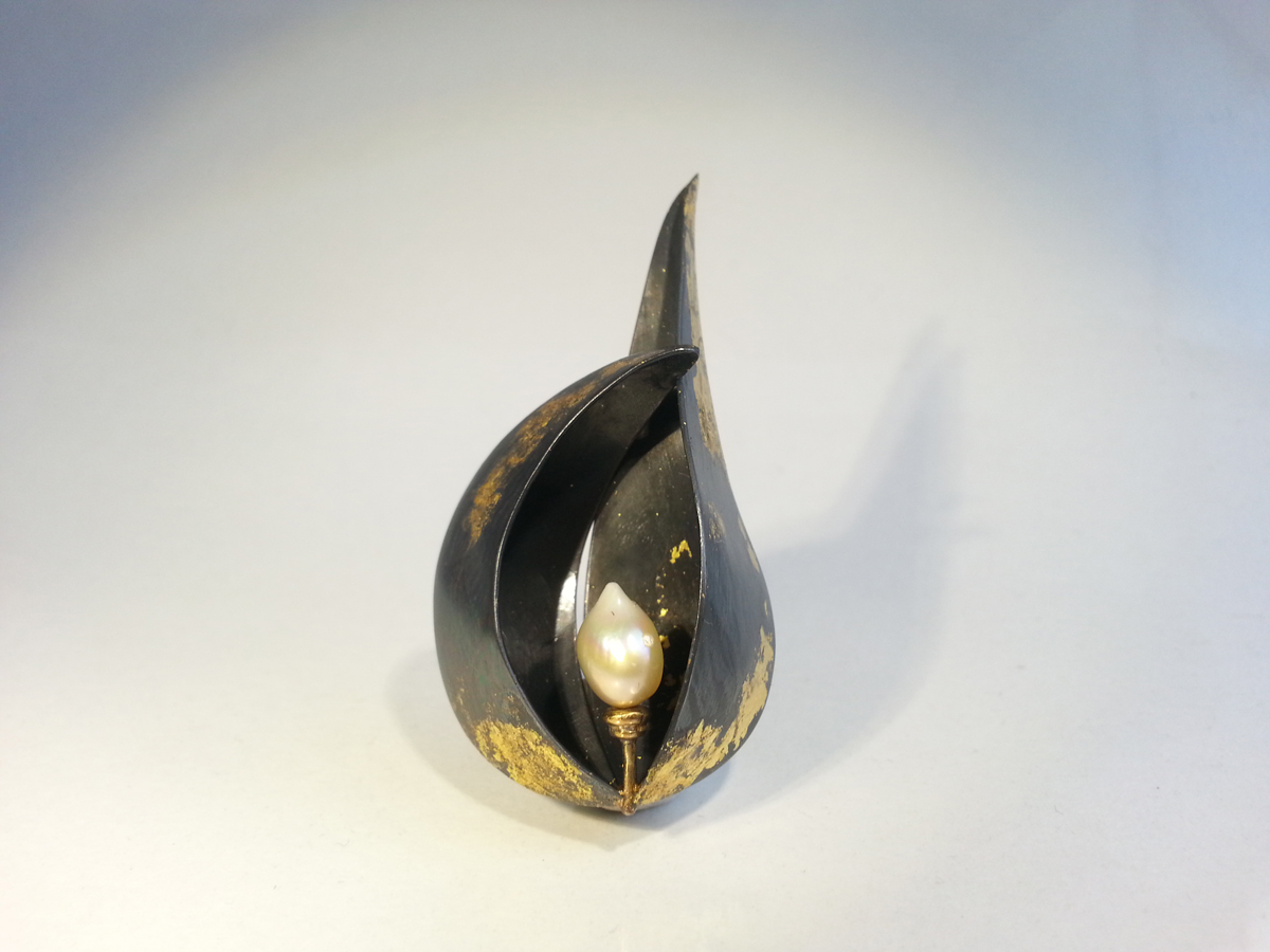GRAIN D OR3 pins argent or feuille d or perle de culture d eau douce 2015 PatriciaLemaire 13 012