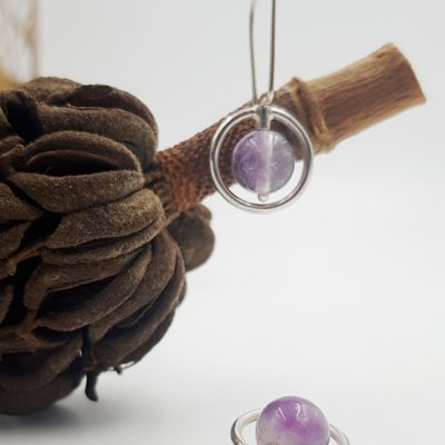 LAGOON CERCLE boucles d oreilles ST20025 argent925 fluorite violette PatriciaLemaire 3x1 5cmRET