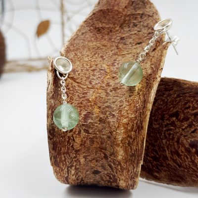 LAGOON PETITES CHAINETTES boucles d oreilles ST20011 argent925 fluorites vertes PatriciaLemaire 3cm