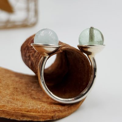 LAGOON TOI ET MOI bague ST20045 argent925 fluorite verte aigue marine PatriciaLemaire TU RET