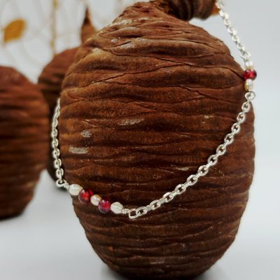 LAGOON bracelet chainette ST20103 argent925 1gr2 7perles 4grenats rouges PatriciaLemaire long17cm7RET