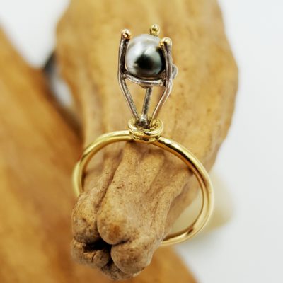 PEARL 3 bague ST16071 or750 argent925 perle Keshi Japon PatriciaLemaire T52ret