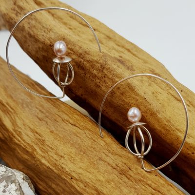 PEARL boucles d oreilles ST16089 argent925 perle rose eau douce PatriciaLemaire diam4cmret