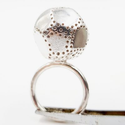 ROCK AND ROLL bague ST20119 argent925 poli motif caillouGM PatriciaLemaire T55 1