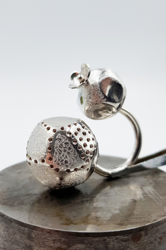 ROCK ET FLEUR bague double ST20122 argent925 poli guilloche PatriciaLemaire T55