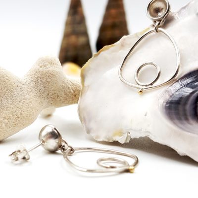 SILHOUETTE A B boucles d oreilles ST16029 argent925 motif silhouette et rond boulette or750 PatriciaLemaire 3x2cmret