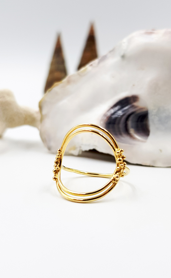 SILHOUETTE GRAIN D OR bague ST17036 or750 granulation PatriciaLemaire T53ret