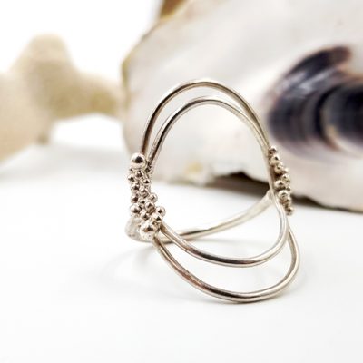SILHOUETTE bague ST18020 argent925 granulation motif silhouette double PatriciaLemaire T52ret1