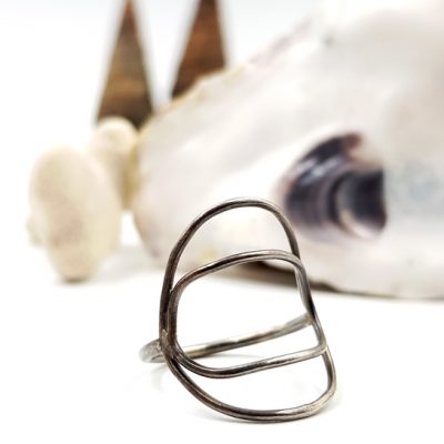 SILHOUETTE bague ST18021 argent925 patine motif silhouette double PatriciaLemaire T55ret