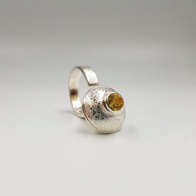 BAGUE LENTILLE bague excentree ST23135 argent925 forge guilloche citrine1ct PatriciaLemaire
