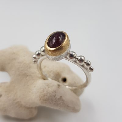 SOLO COLOR 11 bague ST23122 solitaire argent925 or750 tourmaline rose paillete PatriciaLemaire T57 5